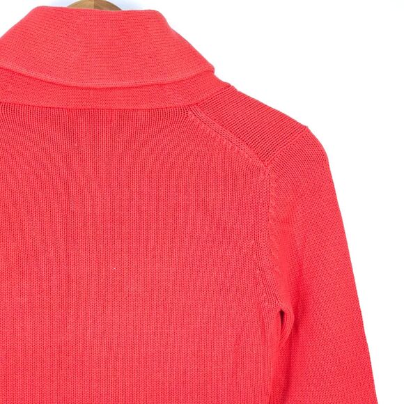 LILLY PULITZER Cardigan Womens Small Coral Pink Sweater Shawl Collar Elbow Patch - Picture 16 of 16
